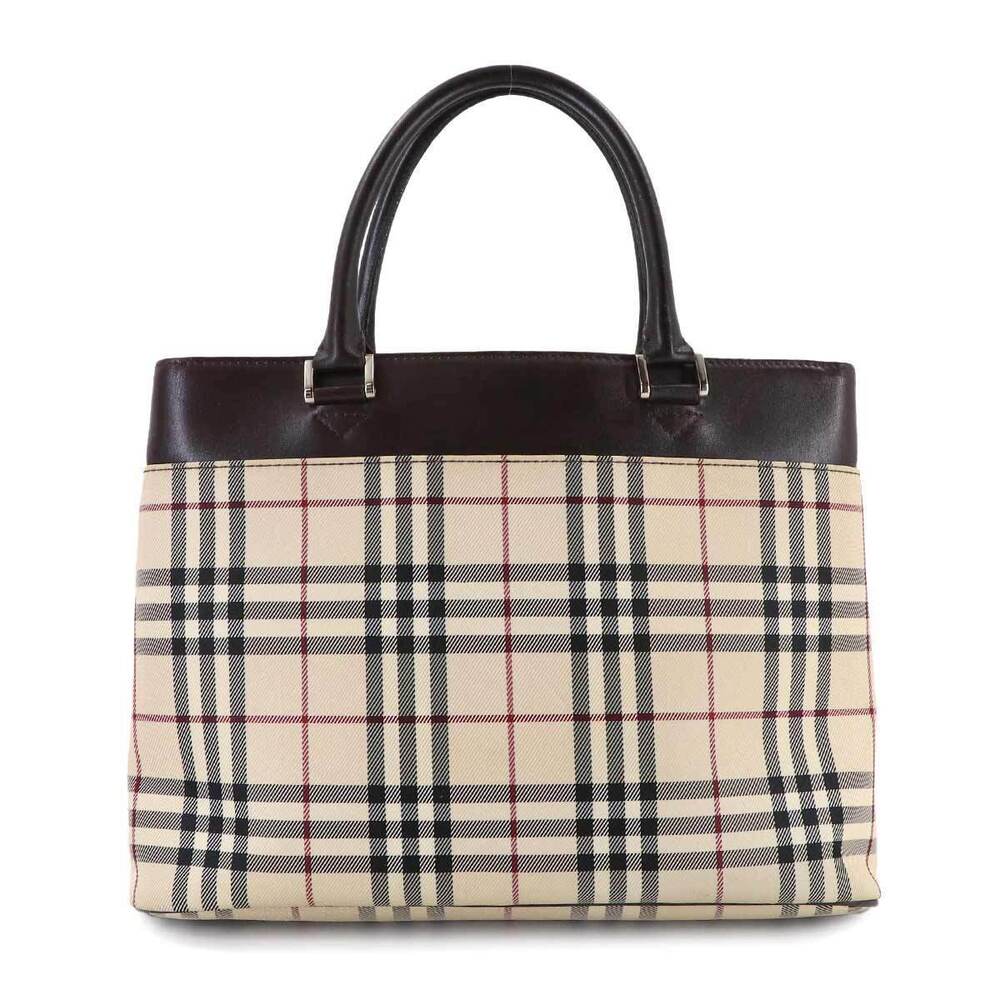 Burberry Nova Check Handbag Canvas Leather Beige Brown - Picture 2 of 8